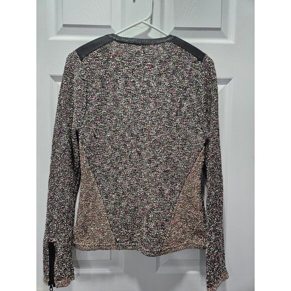 Rag & Bone Lory Tweed Boucle and Lamb Leather Trimmed Jacket Size M - Picture 6 of 10